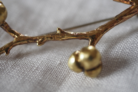 brass（真鍮）ナンキンハゼのブローチ 4枚目の画像