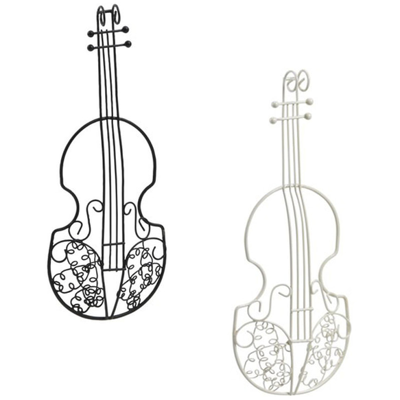 ワイヤーバイオリン　半立体型　ブラック/ホワイト 1枚目の画像