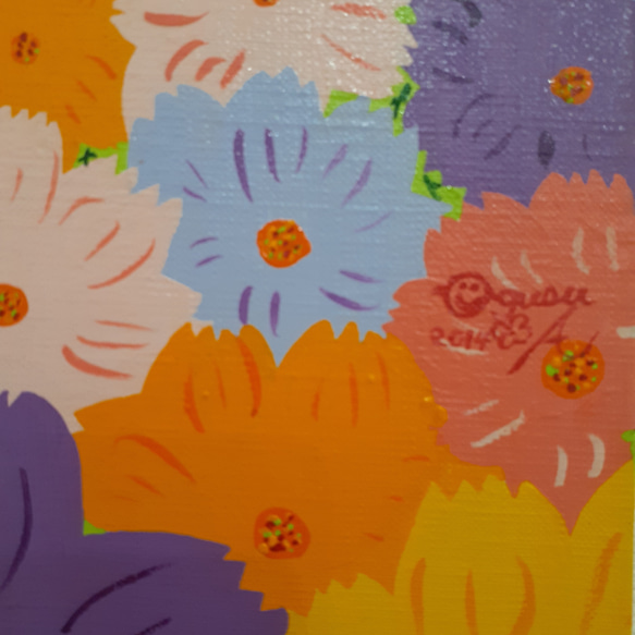 コスモスハッピーコスモス畑画家小楠アキコ作品F6号キャンバス