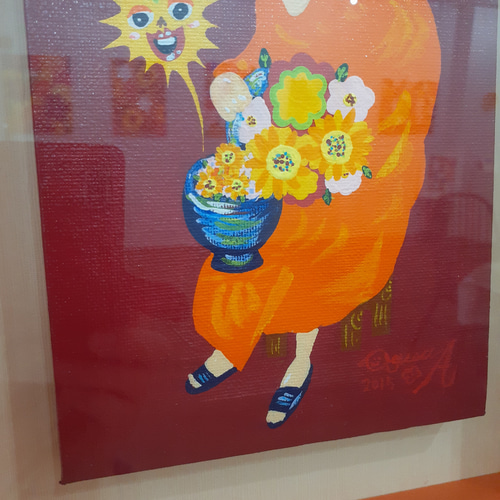 ハッピー太陽画家　小楠アキコ　作品　F6号　ハッピーひまわり ハッピー太陽画家 小楠アキコ 作品 F6号 ハッピーひまわり