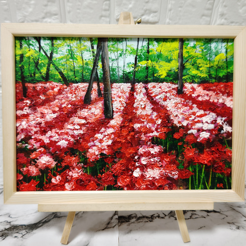 油絵 絵画 シロツメクサの花畑【A3】 - arashi1783 - BOOTH