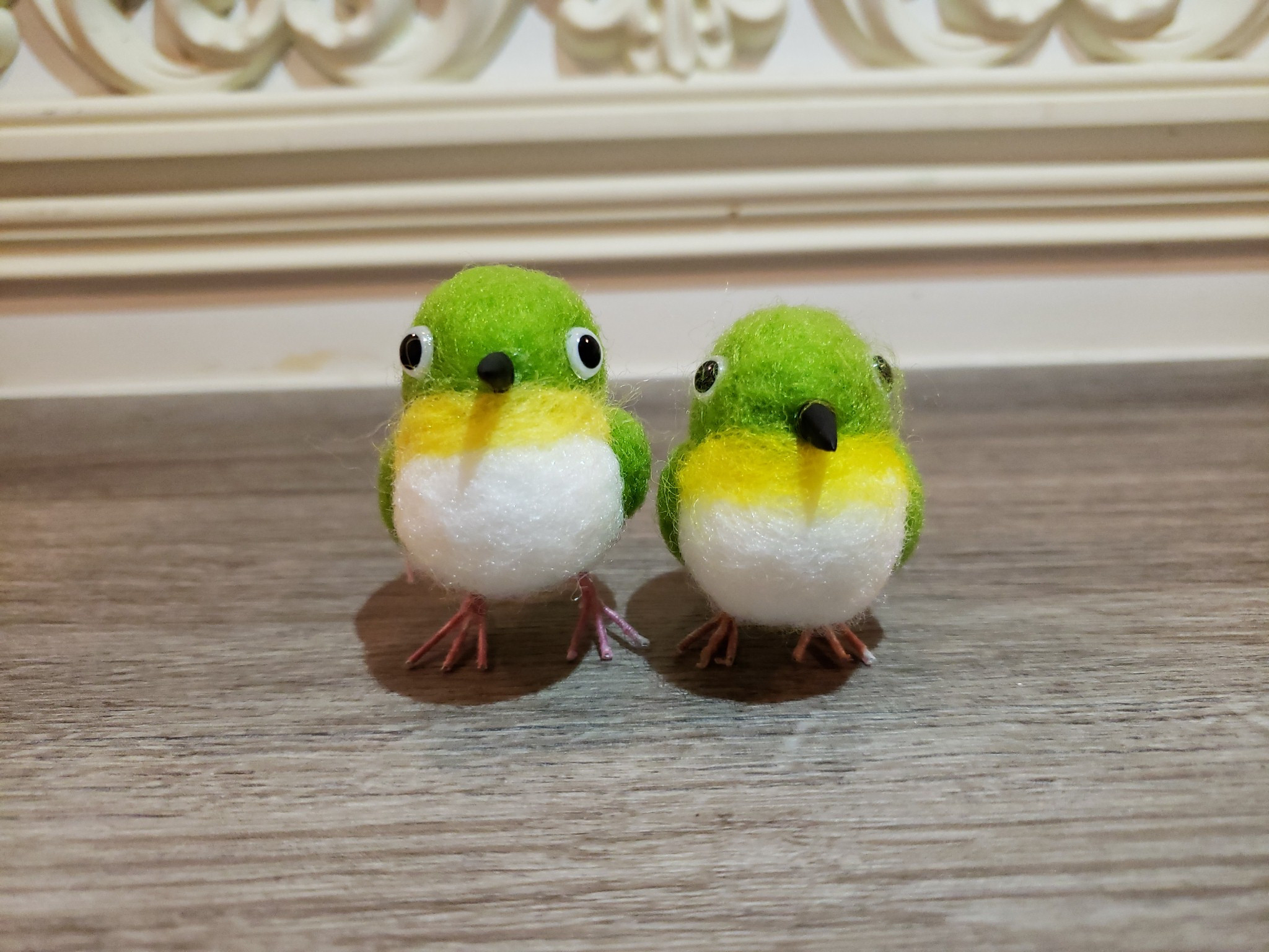 リアルサイズ♪メジロ 目白 野鳥 羊毛フェルト 受注作成 羊毛