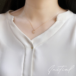 四月生日石鑽石首字母 [C] 字母表 K10 玫瑰金項鍊 Miwa Hoseki 第6張的照片