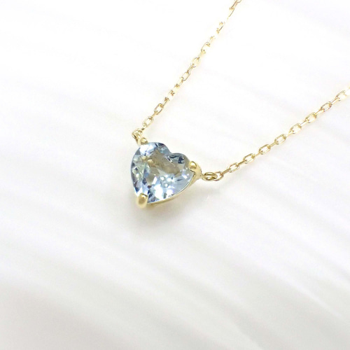 K18 アクアマリンハートシェイプ<宝石を楽しむネックレス K18 アクアマリンハートシェイプ<宝石を楽しむネックレス
