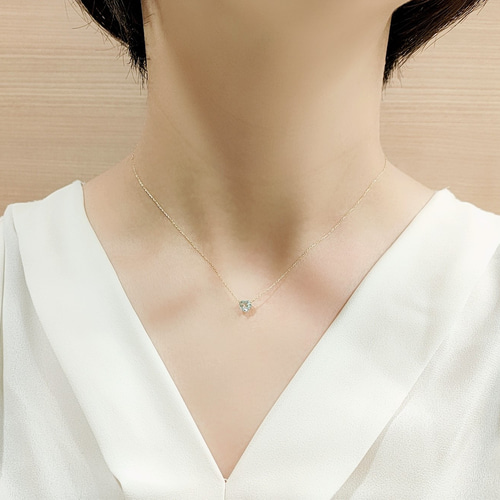 K18 アクアマリンハートシェイプ<宝石を楽しむネックレス K18 アクアマリンハートシェイプ<宝石を楽しむネックレス