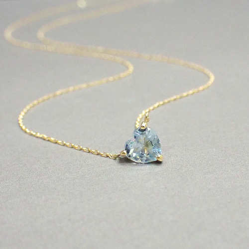 K18 アクアマリンハートシェイプ<宝石を楽しむネックレス K18 アクアマリンハートシェイプ<宝石を楽しむネックレス