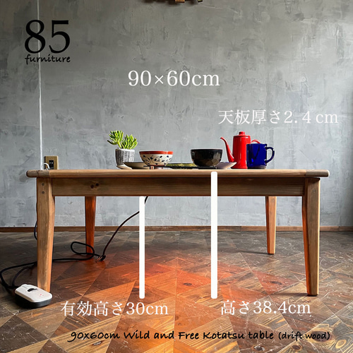 Wild&Free長方形こたつ】90×60/90×70cm 年中使える ローテーブル