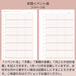 B5サイズ 家計簿セット② ピンク ルーズリーフ システム手帳リフィル 3枚目の画像