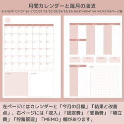 B5サイズ 家計簿セット② ピンク ルーズリーフ システム手帳リフィル 4枚目の画像