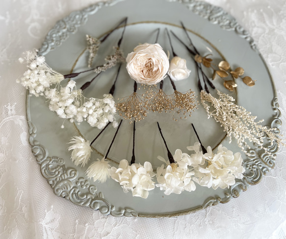 ドライフラワー 髪飾り 結婚式 花 ドライフラワー髪飾り プリザーブドフラワー 水引 チュール ヘッド