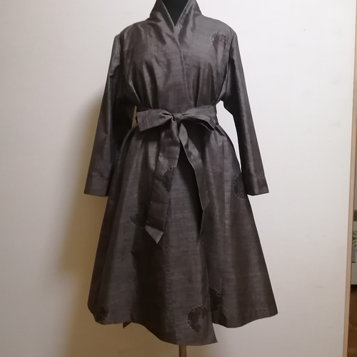 SOLD 着物リメイク コートワンピース 大島紬 ワンピース さら