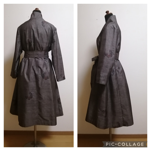 SOLD 着物リメイク コートワンピース 大島紬 ワンピース さらあお 通販