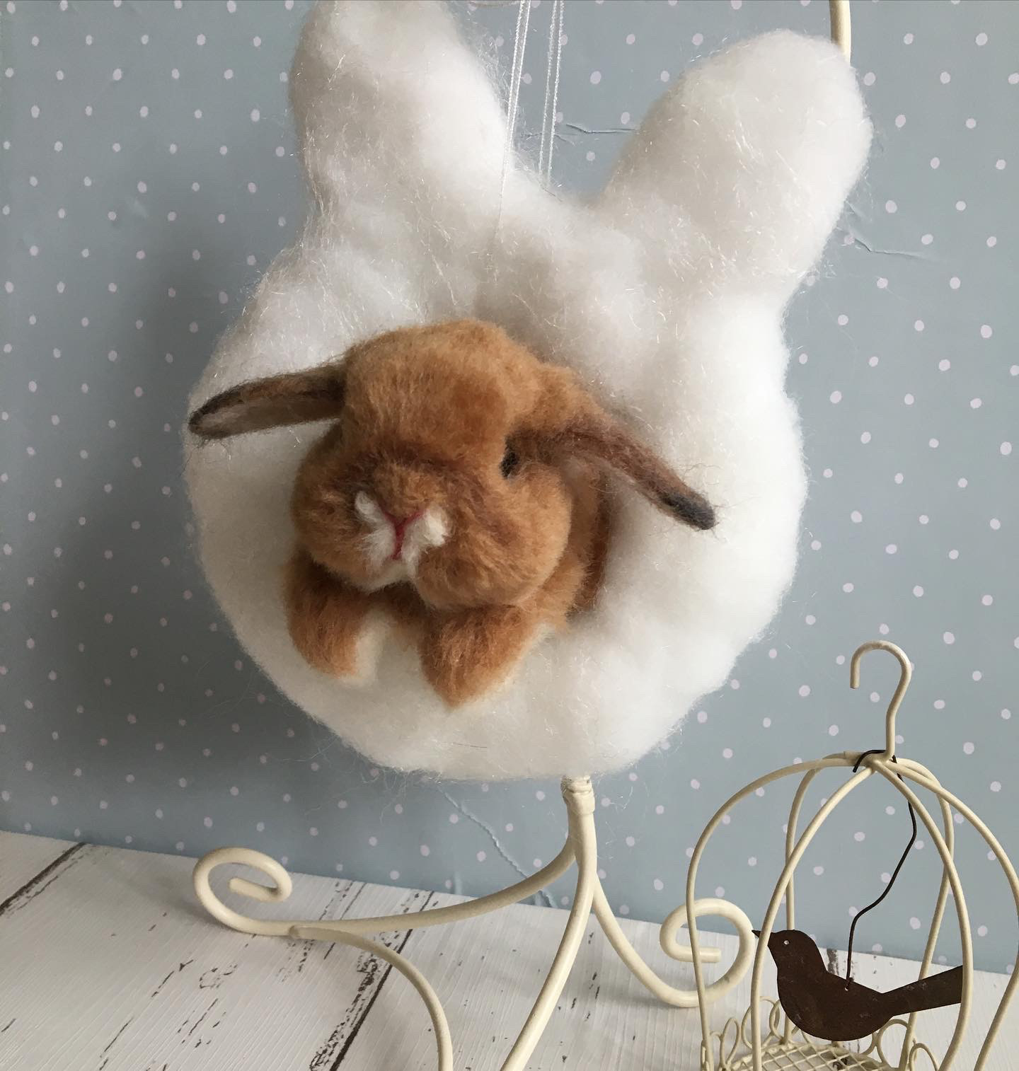 みんみん 羊毛フェルト ライオンヘッド うさぎ ハンドメイド