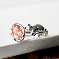 サンストーンと猫 リング / Oregon Sunstone & Cat Ring 1枚目の画像