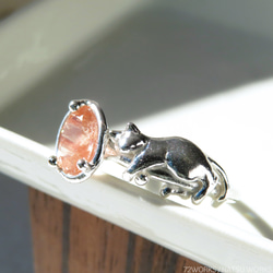 サンストーンと猫 リング / Oregon Sunstone & Cat Ring 2枚目の画像