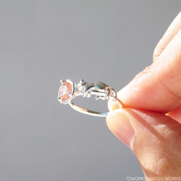 サンストーンと猫 リング / Oregon Sunstone & Cat Ring 3枚目の画像