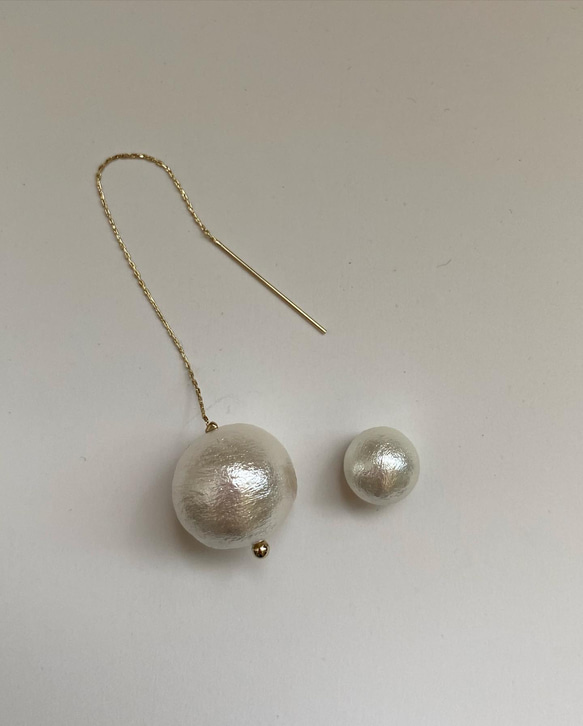 ゆらゆらコットンパールピアス ピアス（フック・チェーン