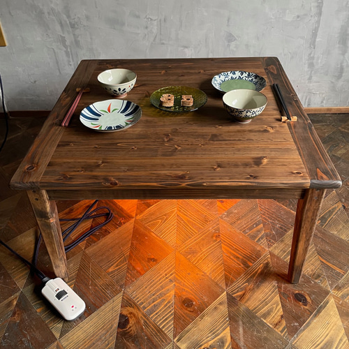 Wild&Free正方形こたつ】72×72/80×80cm 年中使える ローテーブル 無垢