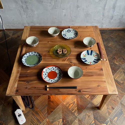 Wild&Free正方形こたつ】72×72/80×80cm 年中使える ローテーブル 無垢