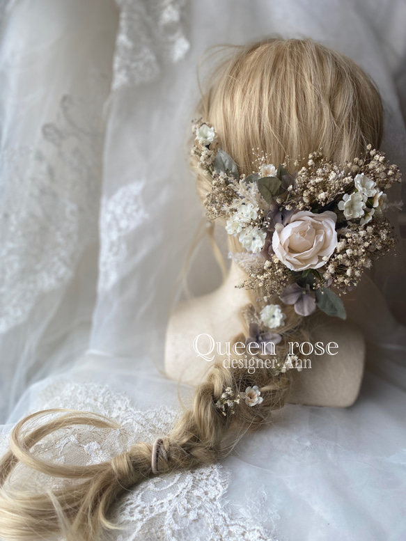【送料無料】Queen rose ナチュラル&アースカラー　ヘッドドレス 1枚目の画像