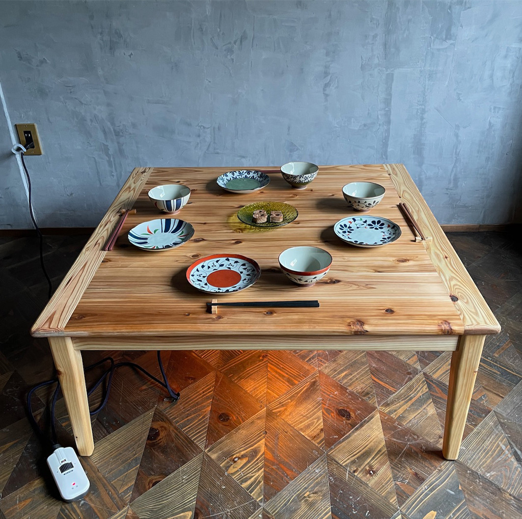 【Wild&Free正方形こたつ】91×91cm 年中使える　ローテーブル 無垢材 【サイズオーダー可能】