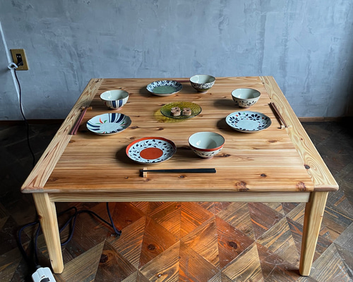 Wild&Free正方形こたつ】91×91cm 年中使える ローテーブル 無垢材