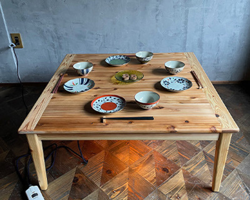 【ハンドメイド】こたつテーブル Wild&Free正方形こたつ】91×91cm 年中使える ローテーブル 無垢材