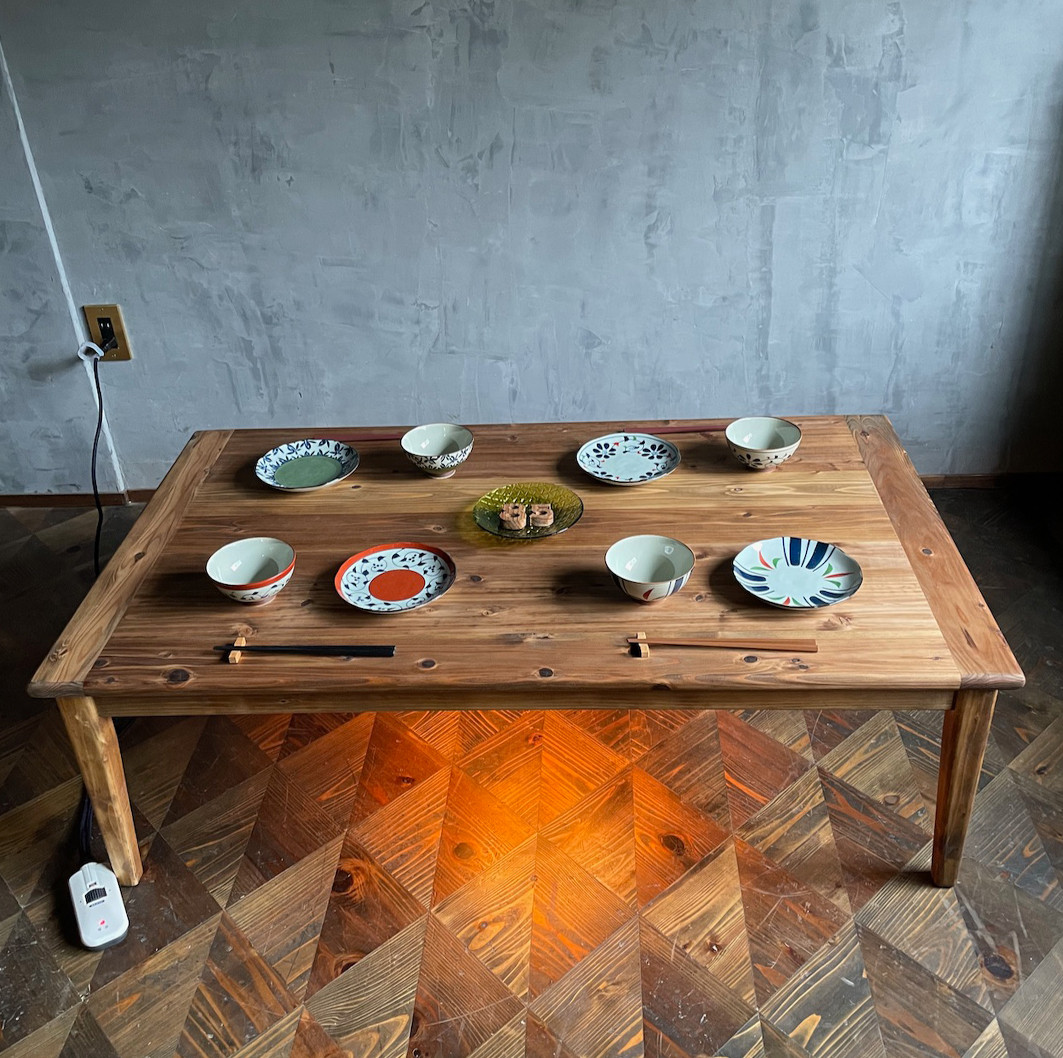 【Wild&Free長方形こたつ】120×70cm 年中使えるローテーブル 無垢材　サイズオーダー可能