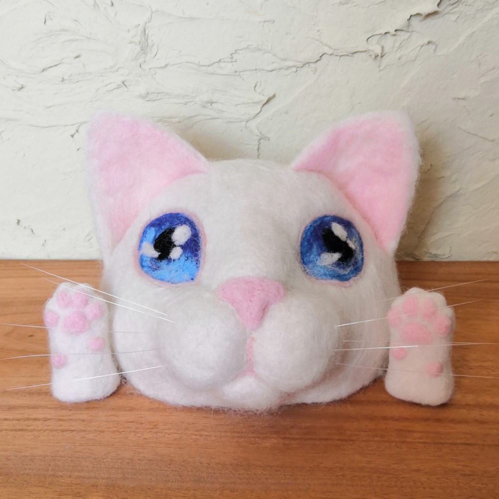 ブライス帽子  羊毛フェルト　白猫帽子 猫手手袋