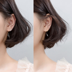 耳環 18K 銀 925 防過敏圈鉤女士簡單第一第二螺旋 第4張的照片