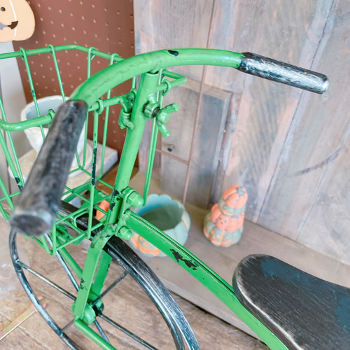 ヴィンテージ　ミニチュア　自転車 オブジェ　ジャンクガーデン　ブロカント ラスト！グリーン系！かっこいい自転車【インテリア雑貨ジャンク