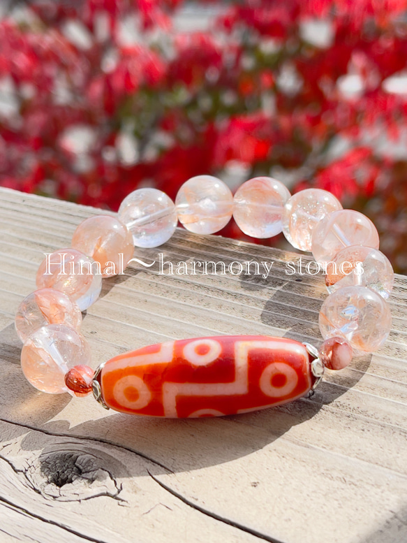 大玉15ミリ✨レインボー✨マニカランヒマラヤ水晶 日月星天珠&レインボー