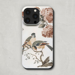 スマホケース / ヨハン・テイラー「アオガラとヨーロッパシジュウカラ」 iPhone 全機種対応 小鳥 野鳥 花 レトロ 2枚目の画像