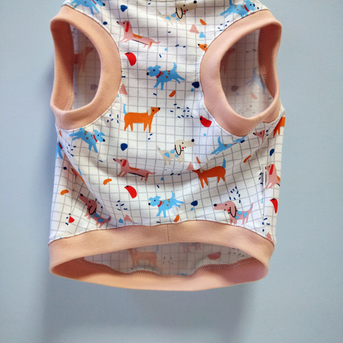 3L～9L】【フランス製 生地】犬柄Tシャツ（タンクトップ