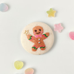 クリスマスジンジャークッキー刺繍ブローチ　オーナメント 6枚目の画像