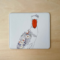 お花とハシビロコウのマウスパッド 2枚目の画像