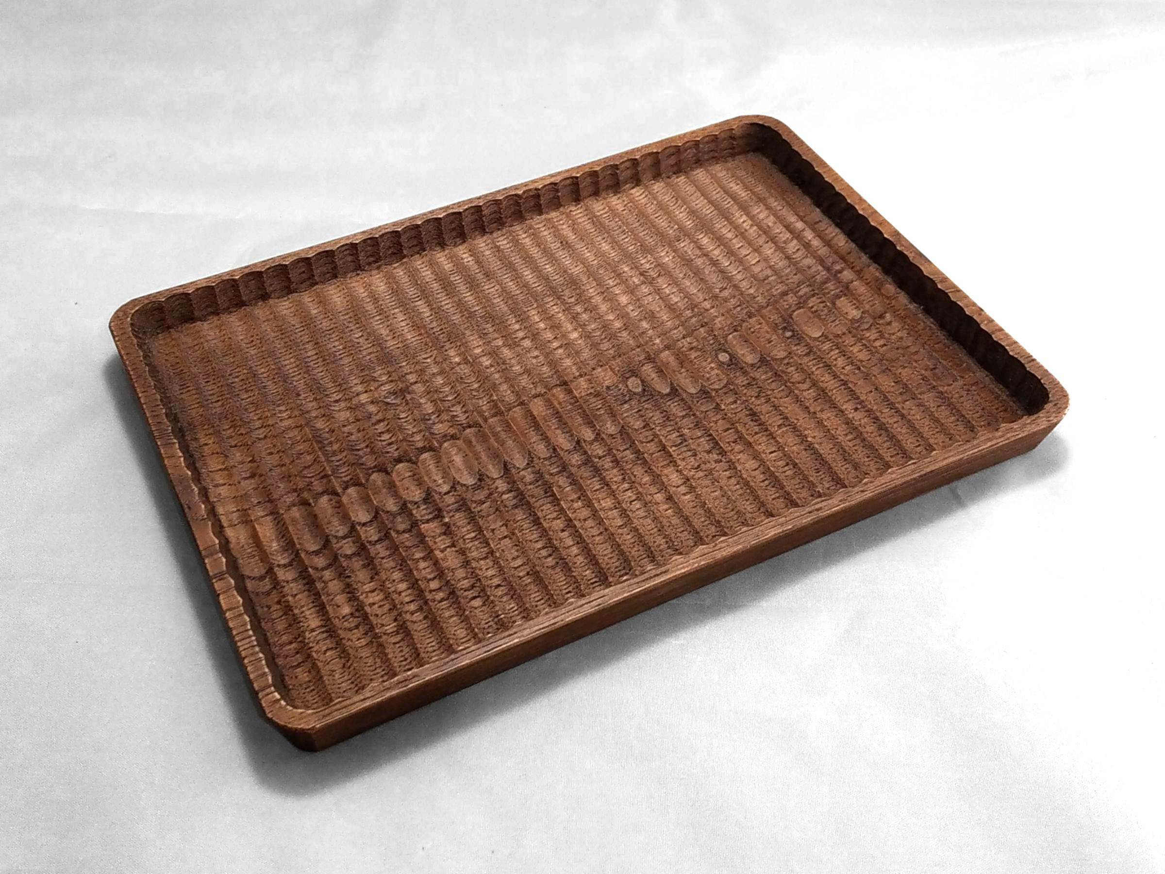 注文製作】我谷盆 栗 26×18×2cm ダークブラウン お盆 トレイ 木