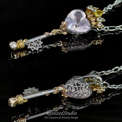 魔法精靈 / 甜心公主 皇冠造型鑰匙吊墜 - 粉水晶.14K黃金.S925銀 第10張的照片