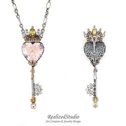 魔法精靈 / 甜心公主 皇冠造型鑰匙吊墜 - 粉水晶.14K黃金.S925銀 第12張的照片