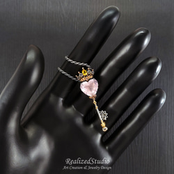 魔法精靈 / 甜心公主 皇冠造型鑰匙吊墜 - 粉水晶.14K黃金.S925銀 第3張的照片