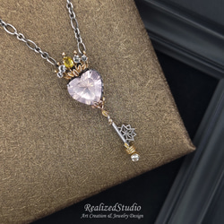 魔法精靈 / 甜心公主 皇冠造型鑰匙吊墜 - 粉水晶.14K黃金.S925銀 第8張的照片