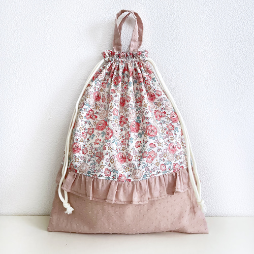 専用です　　お着替え袋　リバティ　フェリシテ　30×40cm リバティ フェリシテ 巾着袋 お着替え袋 給食袋 体操服袋・お着替え袋