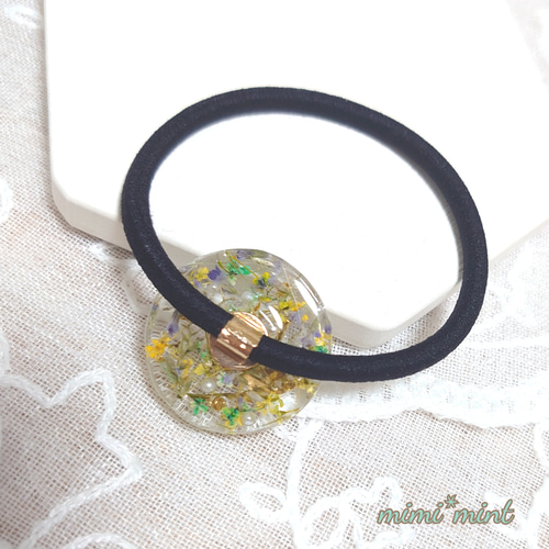 No.2489 ハンドメイド　ヘアゴム　レジン　ドライフラワー レジン ヘアゴム* ドライフラワー HG35 ハンドメイド ヘアゴム