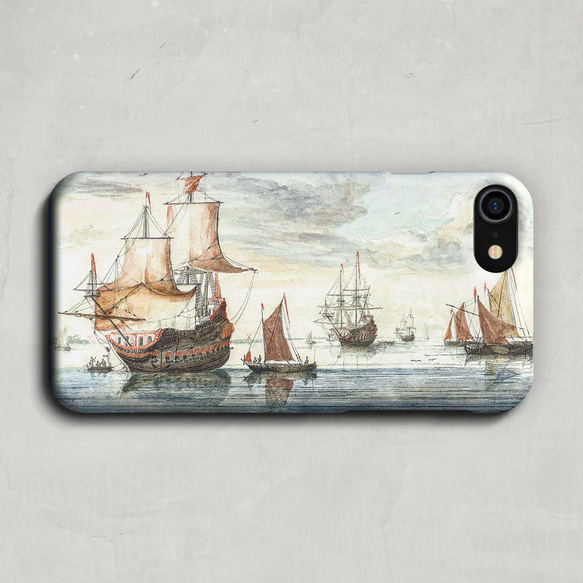 スマホケース / ヨハン・テイラー「穏やかな海の上の船」 iPhone 全機種対応 海 船 絵画 レトロ 個性的 3枚目の画像