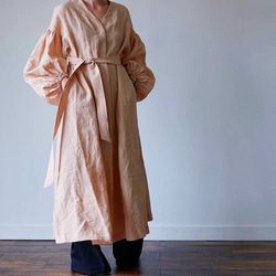 European linen coat dress (milk tea) 9枚目の画像