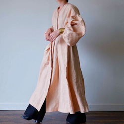 European linen coat dress (milk tea) 2枚目の画像