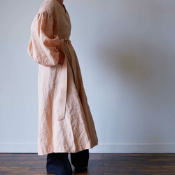 European linen coat dress (milk tea) 4枚目の画像