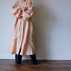 European linen coat dress (milk tea) 6枚目の画像