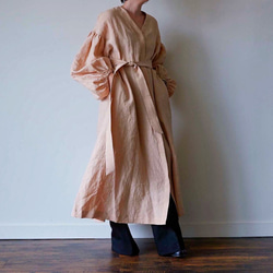 European linen coat dress (milk tea) 1枚目の画像