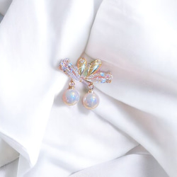 耳環心形銀 925 18K 珍珠搖曳金屬防過敏方晶鋯石禮物 第6張的照片